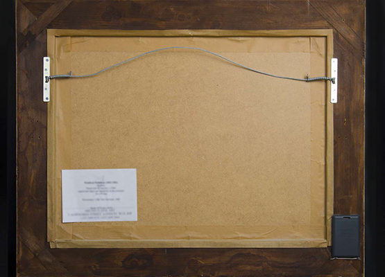 Tag stuck to painting via wallet and VHB Adhesive