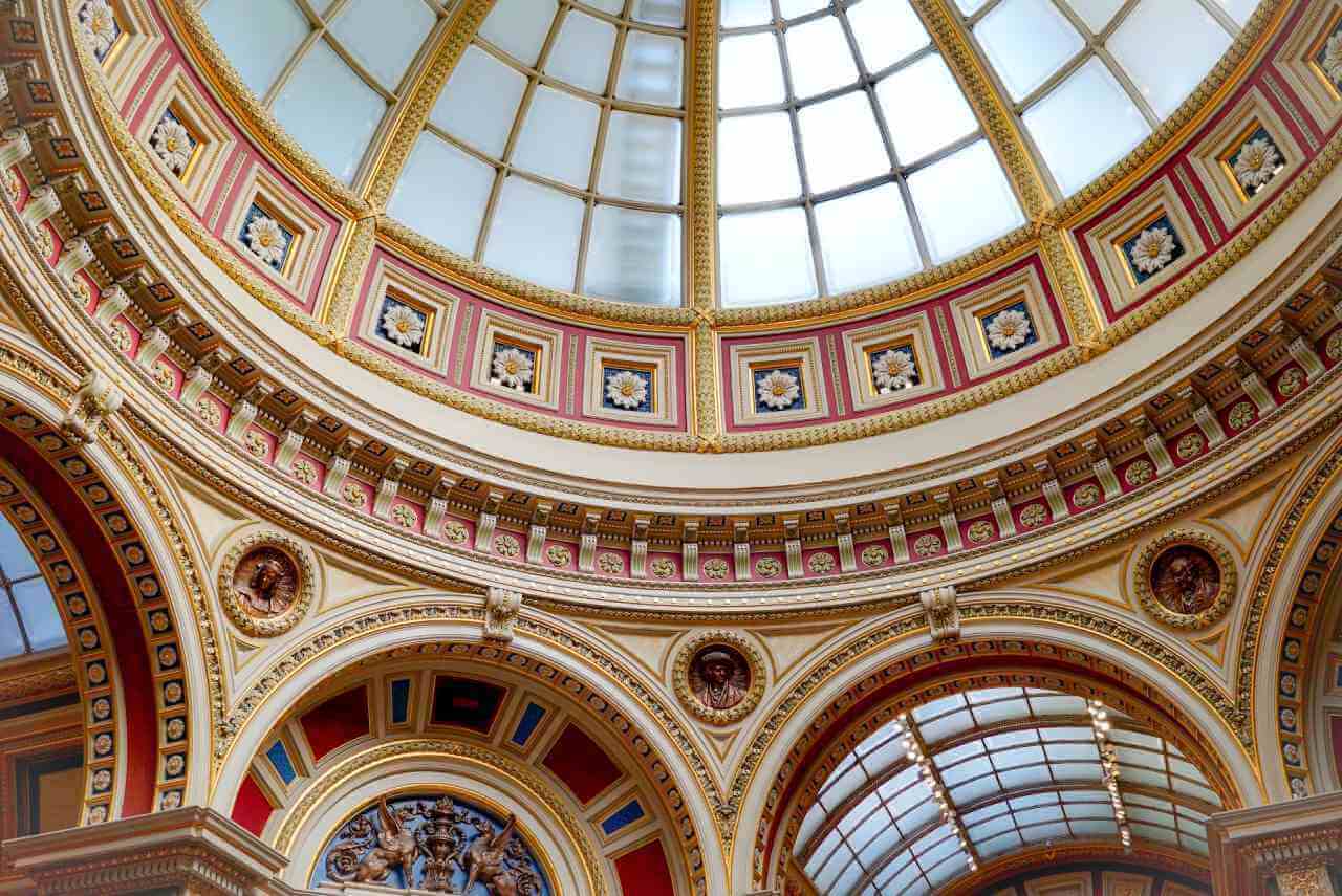 White and brown dome ceiling